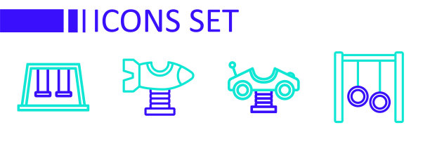 设置线体操环，秋千车，飞机和秋千为孩子们的图标。向量图片下载