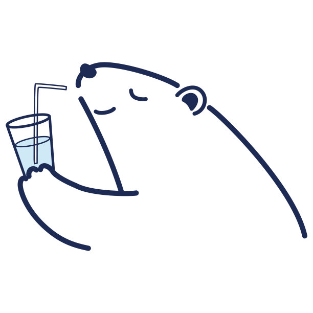 北极熊喝冷饮的插图图片下载