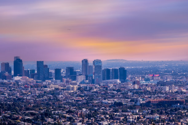 洛杉矶市中心的鸟瞰图，图片下载