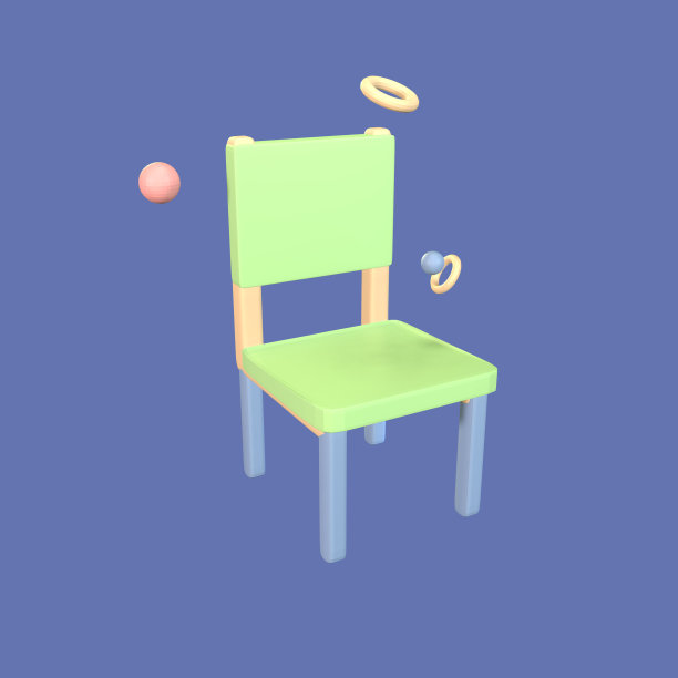 3D图标回到学校椅子渲染孤立的彩色背景图片下载