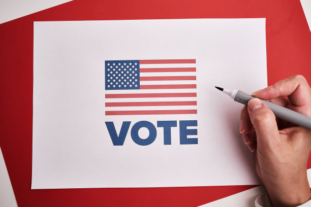 投票!美国国旗。美国总统大选。11月的投票日。美国大选。的美国元素。海报或横幅图片下载