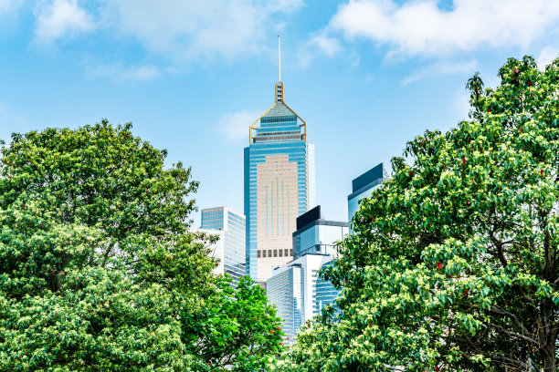 可持续的绿色建筑。香港的环保建筑图片下载