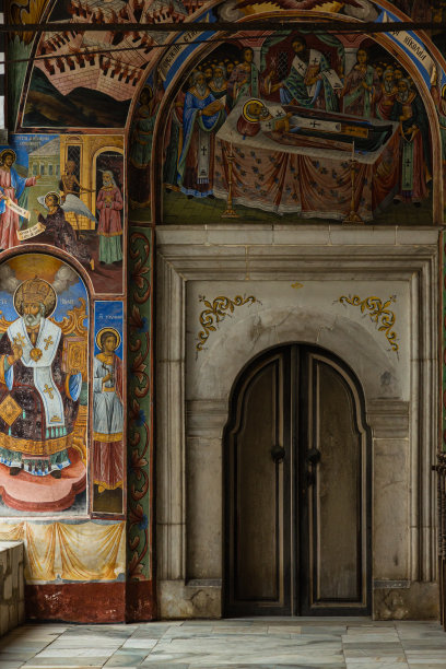 保加利亚里拉修道院的壁画图片下载