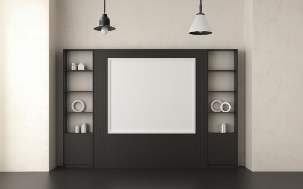 框架3D室内插画，墙面设计现代感十足，空白空间创意十足;图片下载