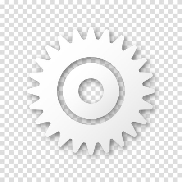 齿轮图标，平面设计。机器链轮齿轮图标。现实的矢量齿轮标志符号在一个透明的背景。图片下载