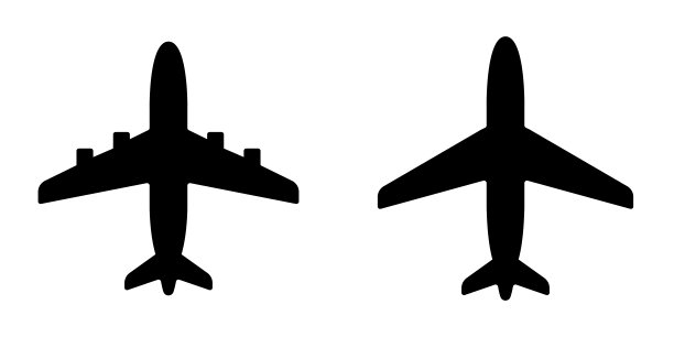 飞机两个标志图标在一个孤立的白色背景图片下载