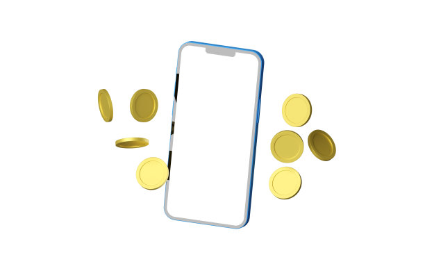 智能手机和硬币图像3DCG插图图片下载