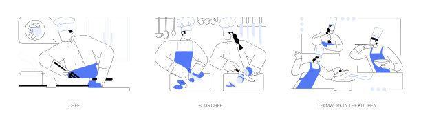 餐厅厨房员工抽象概念矢量插图。图片下载