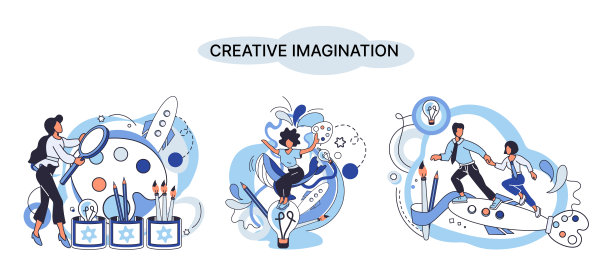 创造性思维，想象力或头脑风暴或创造性的想法概念。幻想流和创造力图片下载