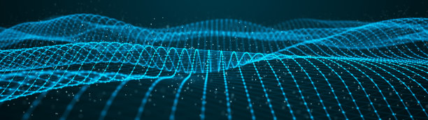 抽象动态波的点和线。透视网格。大数据。粒子网络。数字的背景。3 d渲染。图片下载