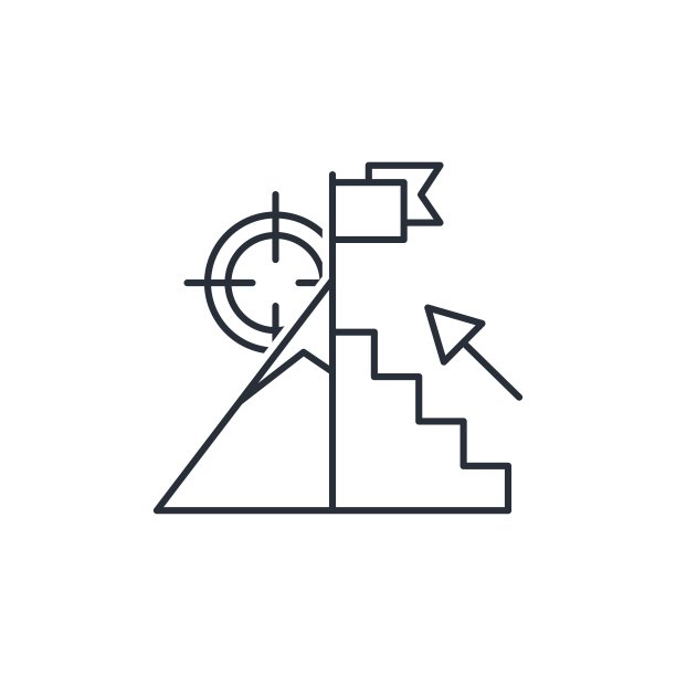 向目标移动。的使命。实现成功。矢量线性图标隔离在白色背景。图片下载