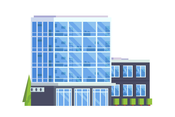 矢量元素办公大楼的城市插图平面设计图片下载