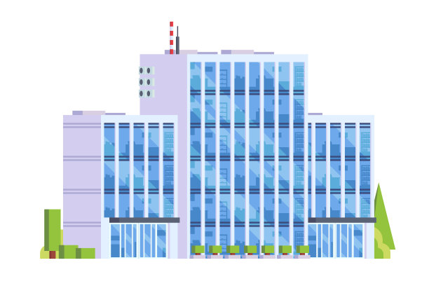 矢量元素办公大楼的城市插图平面设计图片下载