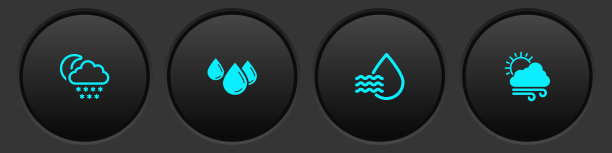 设置云与雪和月亮，水滴，百分比和风天气图标。向量图片下载