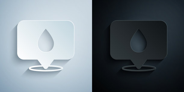 剪纸水滴与位置图标隔离图片下载