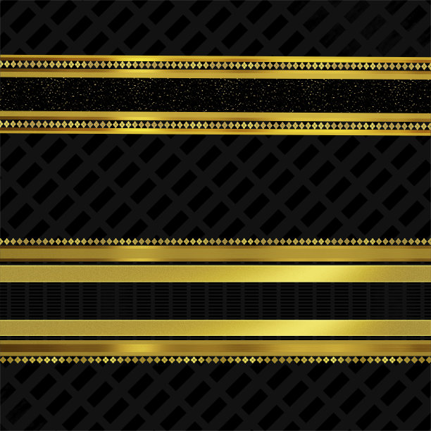 闪亮的金色和黑色背景与黑色矩形形状，并装饰金色线。图片下载