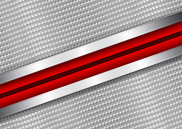 银色金属网与红色和黑色金属装饰带。图片下载