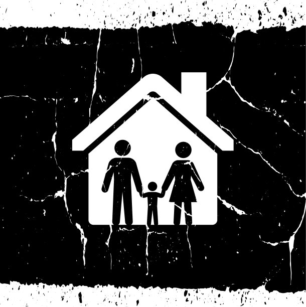 在屋顶下有孩子的父母图片下载