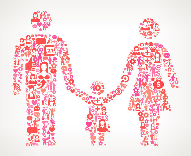 父母和女儿妇女权利和女性赋权图标模式图片下载