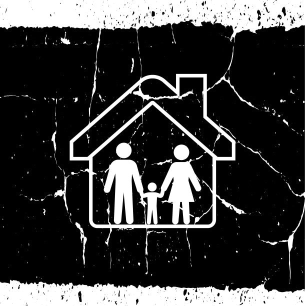 在屋顶下有孩子的父母图片下载