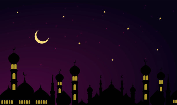 伊斯兰清真寺背景，为斋月卡里姆设计贺卡图片下载