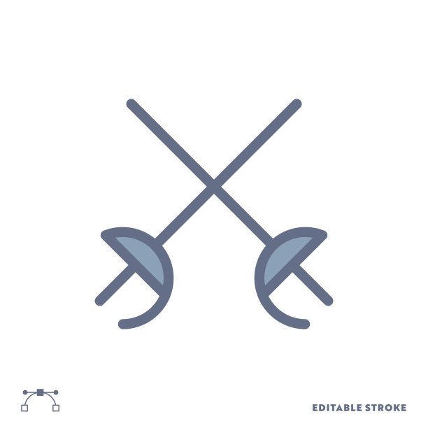 剑剑的颜色平线图标设计与可编辑的笔画。适用于网页、手机App、UI、UX和GUI设计。图片下载