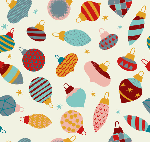 无缝图案搭配不同的圣诞玩具。向量的圣诞装饰。图片下载