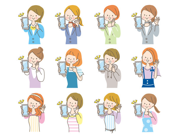 年轻女性展示智能手机屏幕股票插图图片下载