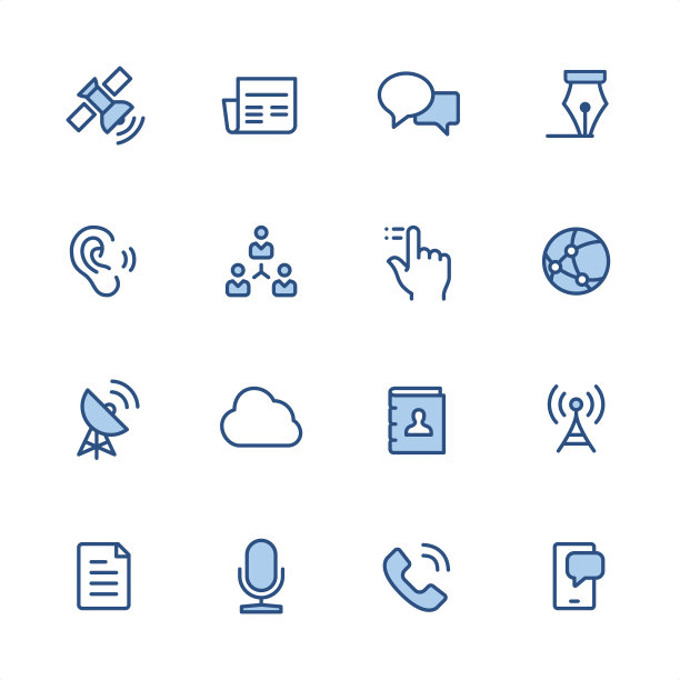 沟通-像素完美的蓝色轮廓图标图片下载