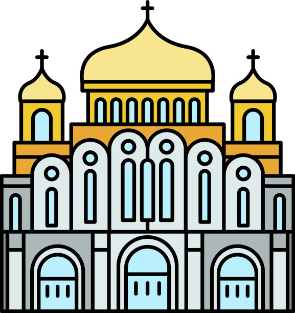 大教堂庙宇的图标颜色轮廓图片下载