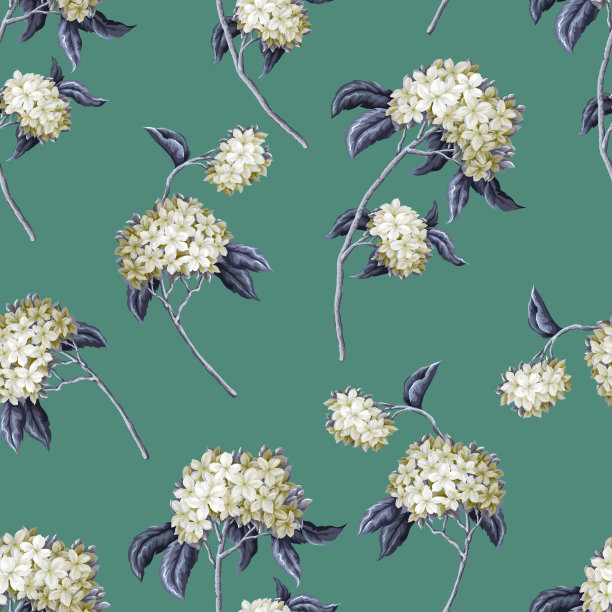 复古无缝图案与花枝。向量。图片下载