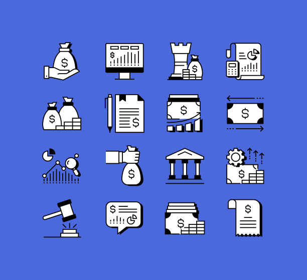 金融相关图标向量集合。现代风格符号向量插图图片下载
