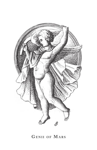 《火星精灵、古典神灵和神话人物雕刻古董插图》，1851年出版图片下载