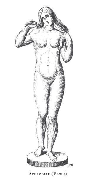 阿佛洛狄特(维纳斯)，阿佛洛狄特和其他诸神雕刻古董插图，1851年出版图片下载