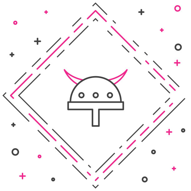 线海盗在角头盔图标孤立的白色背景。色彩斑斓的轮廓的概念。向量图片下载