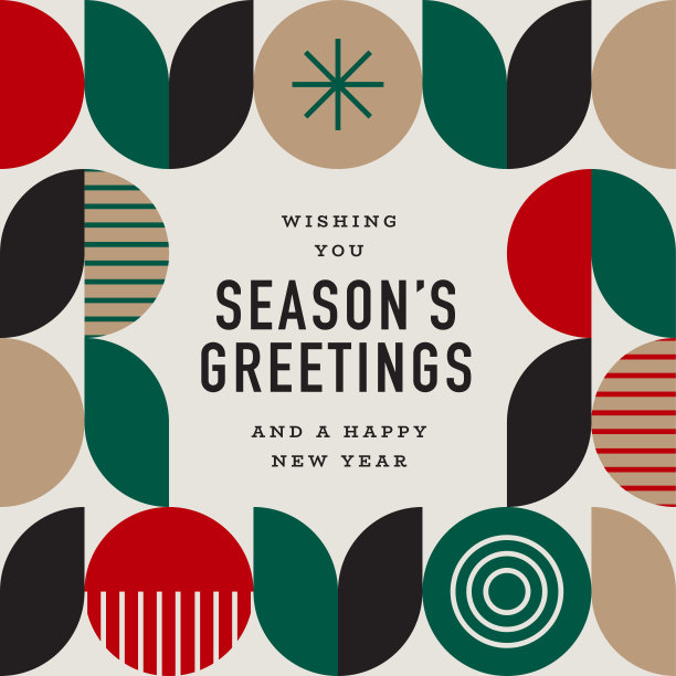 季节问候设计模板与抽象几何中世纪现代图形图片下载