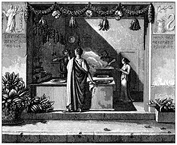 古董雕刻插图，文明:庞贝的商店图片下载