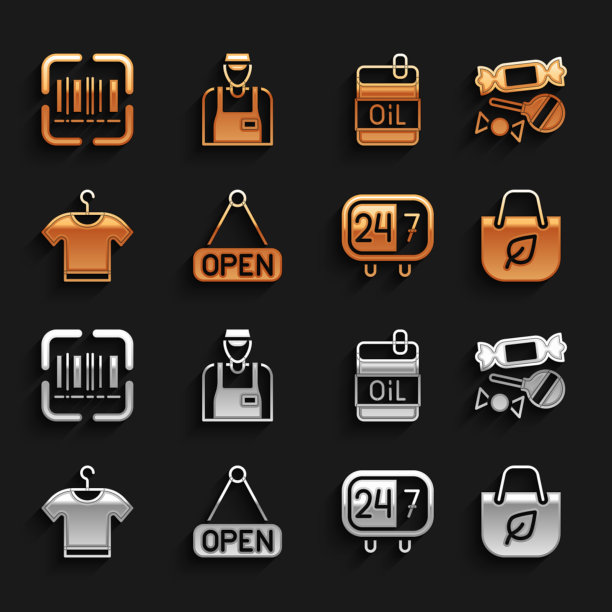 设置挂牌与开放的糖果购物袋图片下载