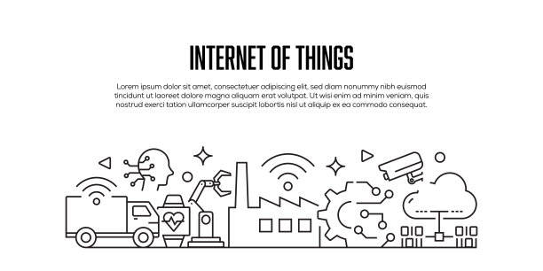 物联网相关的现代线型横幅设计图片下载