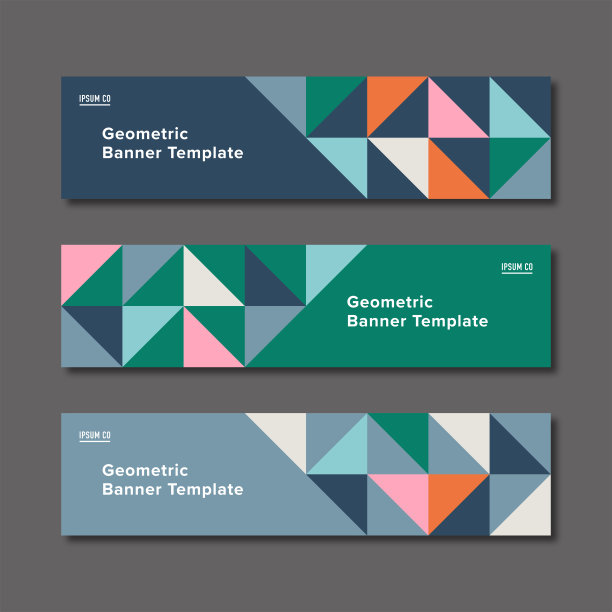 通用水平横幅集设计模板与几何三角形图形- Alex系统，IpsumCo系列图片下载