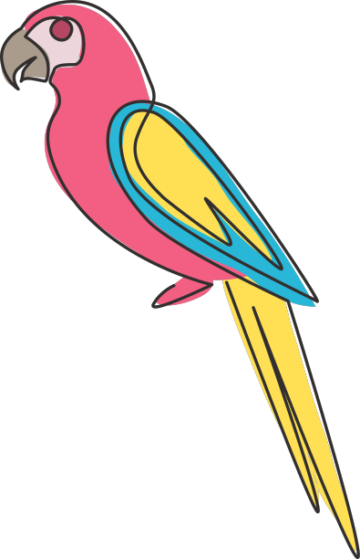 一幅连续画的可爱鹦鹉鸟图片下载