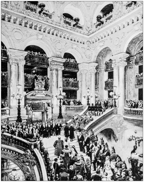 世界著名景点的古董照片:大歌剧院，巴黎，法国图片下载