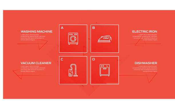 家电相关工艺信息图模板。过程时间图。使用线性图标的工作流布局图片下载