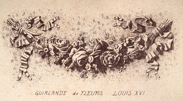 花卉建筑花环，建筑设计路易十六，花卉花环，复古艺术图片下载
