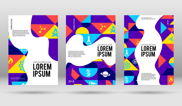 封面设计模板上的科学图标图片下载