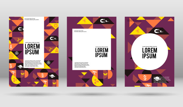 封面设计模板上的科学图标图片下载