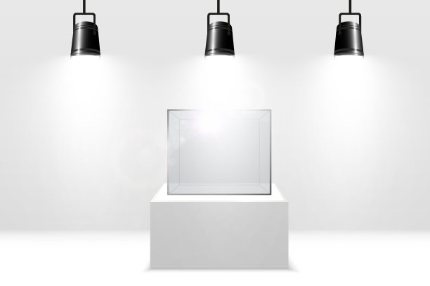 现实的玻璃盒或容器在白色的立场。矢量插图。图片下载