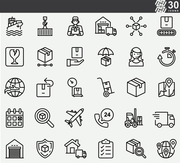 交付和物流线图标图片下载