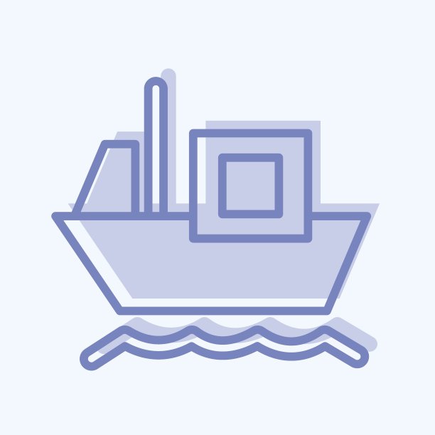 图标货运驳船。适合教育象征。两个音调的风格。简单的设计可编辑。设计模板向量。简单的说明图片下载