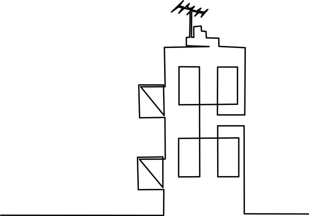 住宅带有阳台和天线连续一体图片下载